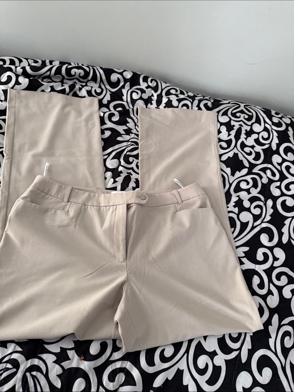 Calvin Klein Light Beige Straight-Leg Dress Trousers
